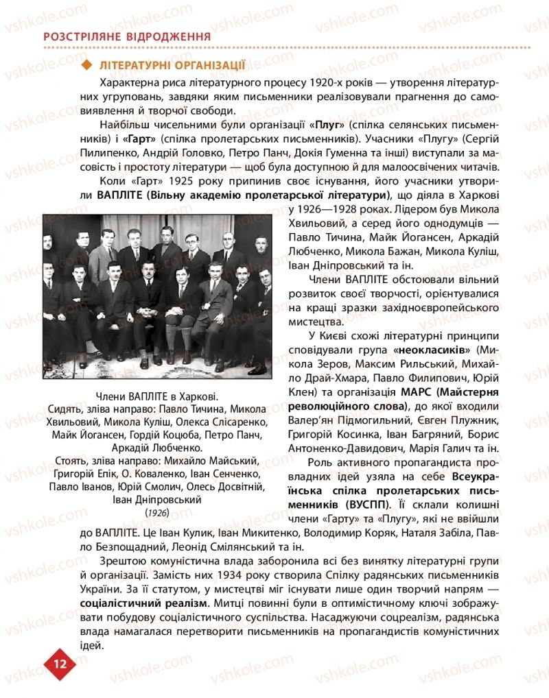 Страница 12 | Підручник Українська література 11 клас О.І. Борзенко, О.В. Лобусова 2019