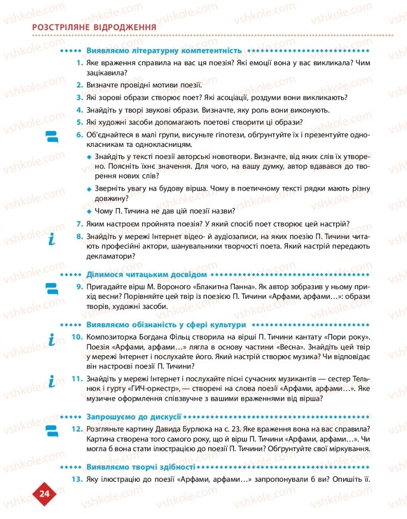 Страница 24 | Підручник Українська література 11 клас О.І. Борзенко, О.В. Лобусова 2019