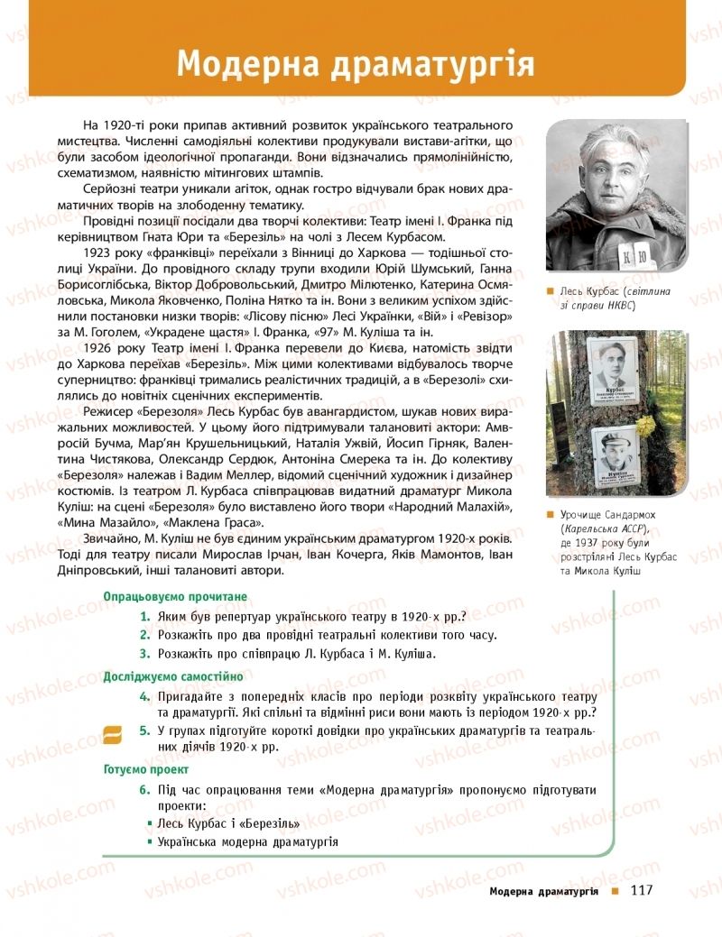 Страница 117 | Підручник Українська література 11 клас О.І. Борзенко, О.В. Лобусова 2019 Профільний рівень