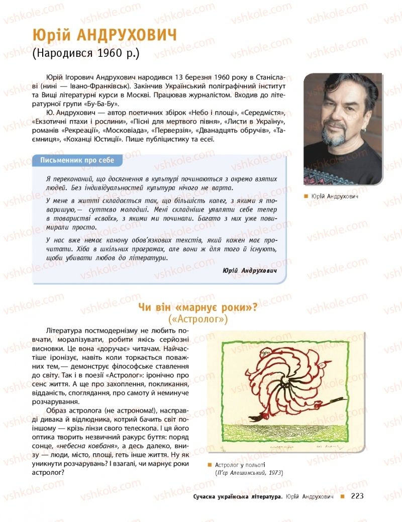 Страница 223 | Підручник Українська література 11 клас О.І. Борзенко, О.В. Лобусова 2019 Профільний рівень