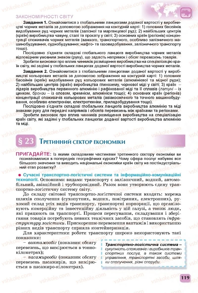 Страница 119 | Підручник Географія 11 клас В.В. Безуглий, Г.О. Лисичарова 2019
