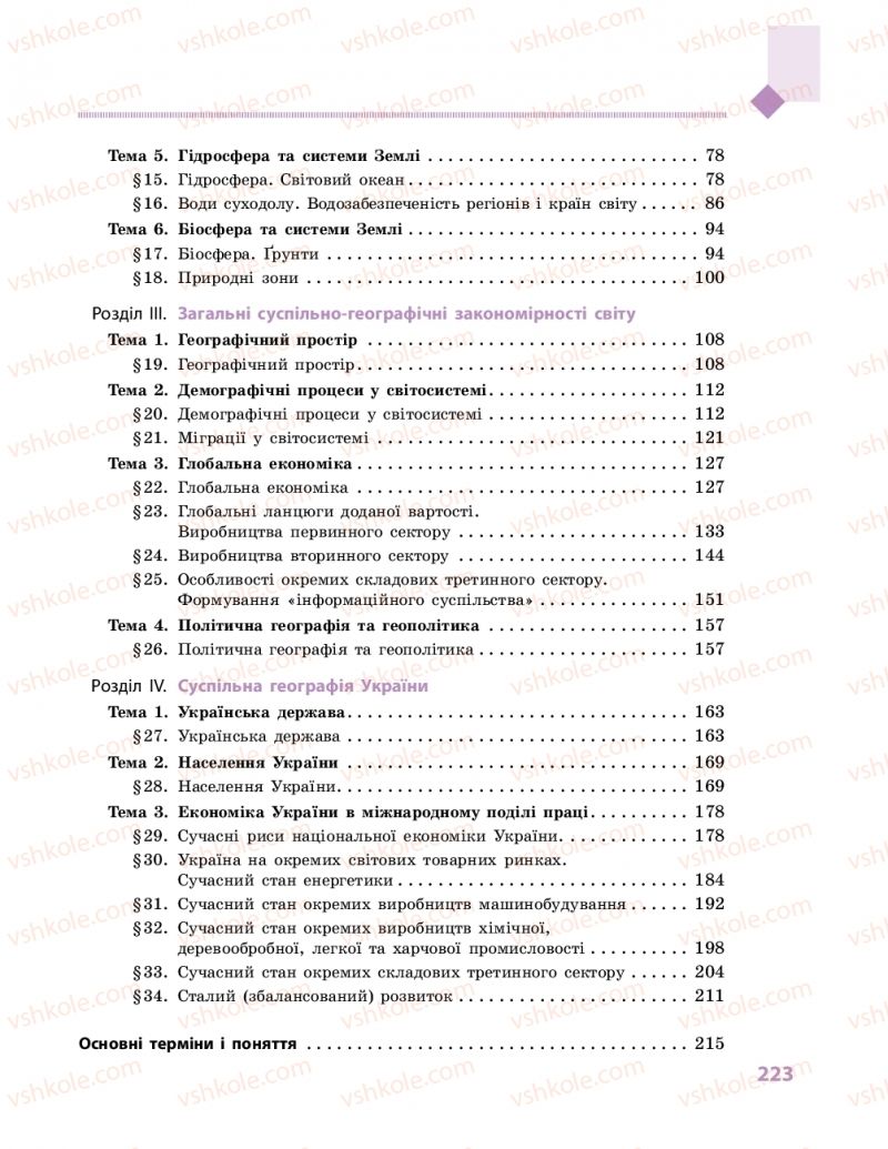 Страница 223 | Підручник Географія 11 клас Г.Д. Довгань, О.Г. Стадник 2019