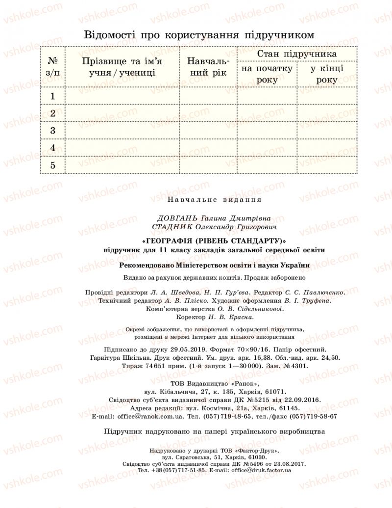 Страница 224 | Підручник Географія 11 клас Г.Д. Довгань, О.Г. Стадник 2019
