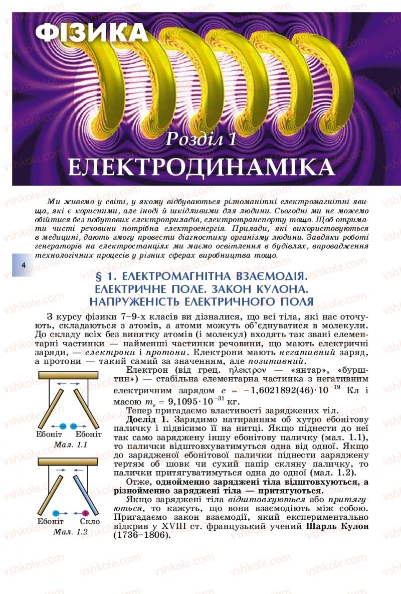 Страница 4 | Підручник Фізика 11 клас В.Д. Сиротюк, Ю.Б. Мирошніченко 2019