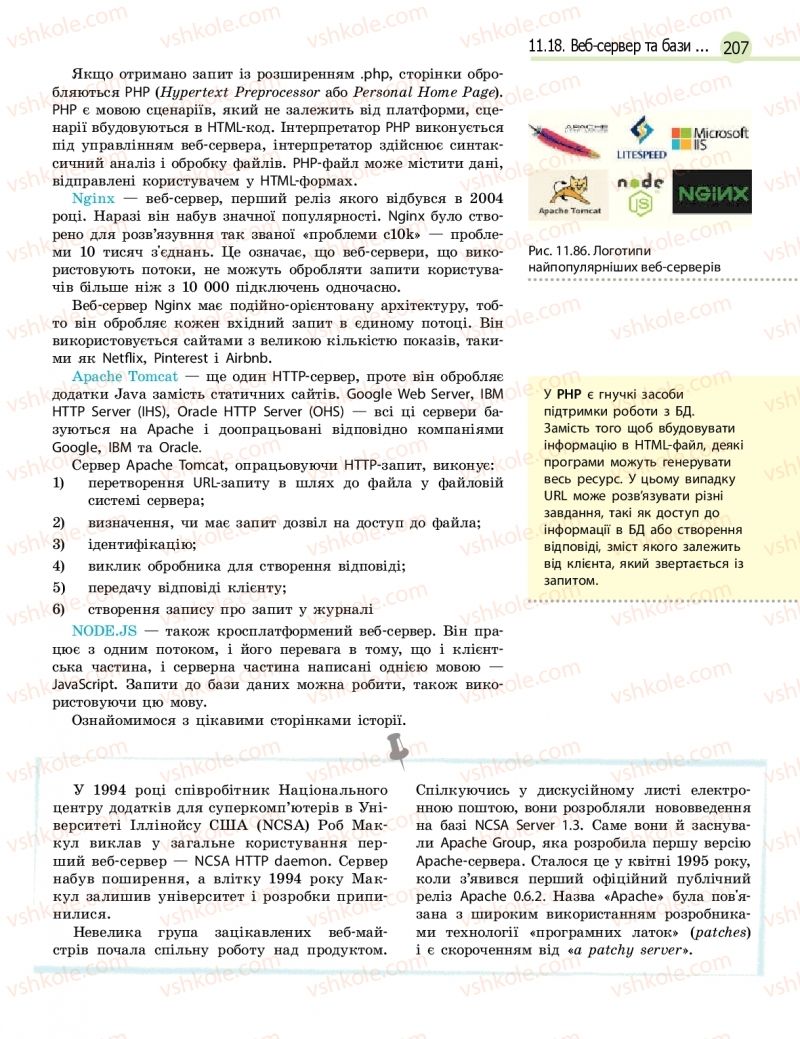 Страница 207 | Підручник Інформатика 11 клас В.Д. Руденко, Н.В. Речич, В.О. Потієнко 2019