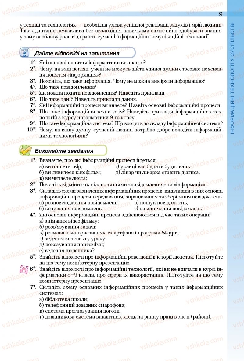 Страница 9 | Підручник Інформатика 10 клас Й.Я. Ривкінд, Т.І. Лисенко, Л.А. Чернікова, В.В. Шакотько 2018