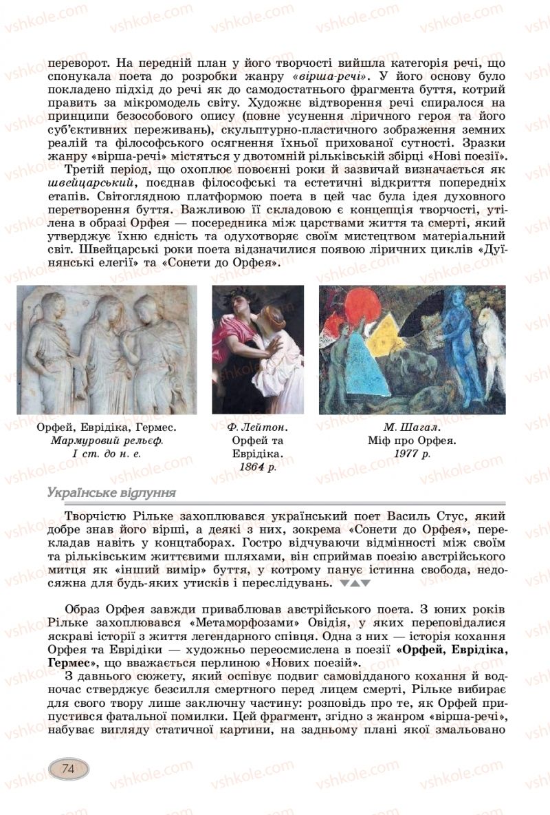 Страница 74 | Підручник Зарубіжна література 11 клас Є.В. Волощук  2019