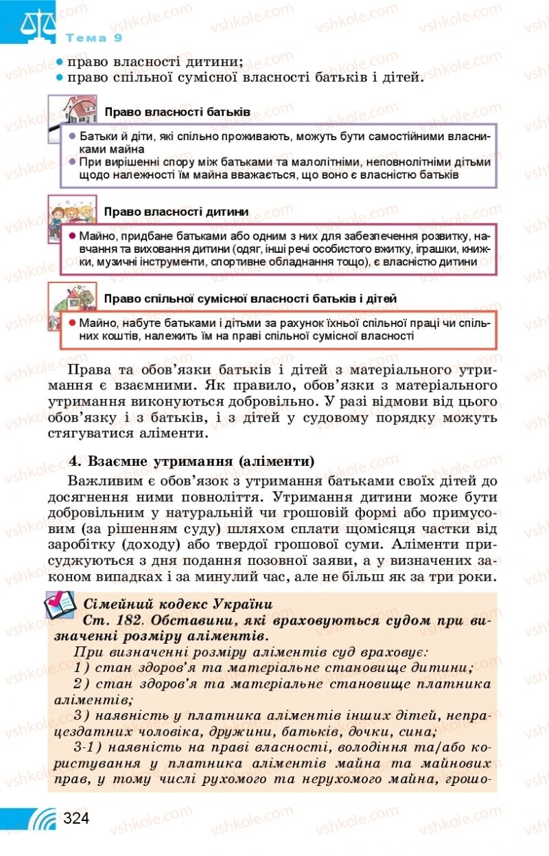 Страница 324 | Підручник Правознавство 11 клас Т. М. Філіпенко, В. Л. Сутковий 2019