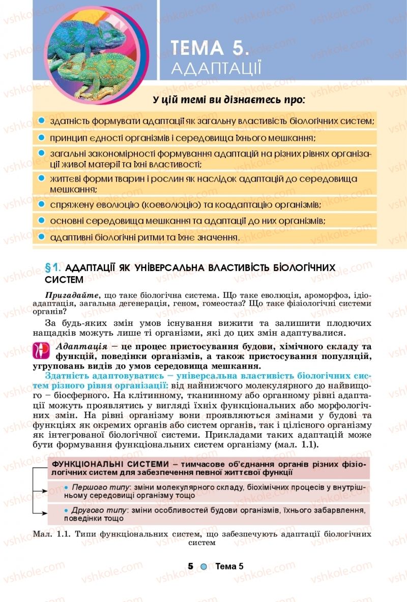 Страница 5 | Підручник Біологія 11 клас Л.І. Остапченко, П.Г. Балан, Т.А. Компанець, С.Р. Рушковський 2019