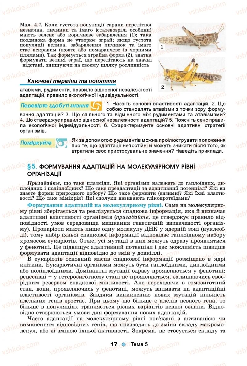 Страница 17 | Підручник Біологія 11 клас Л.І. Остапченко, П.Г. Балан, Т.А. Компанець, С.Р. Рушковський 2019