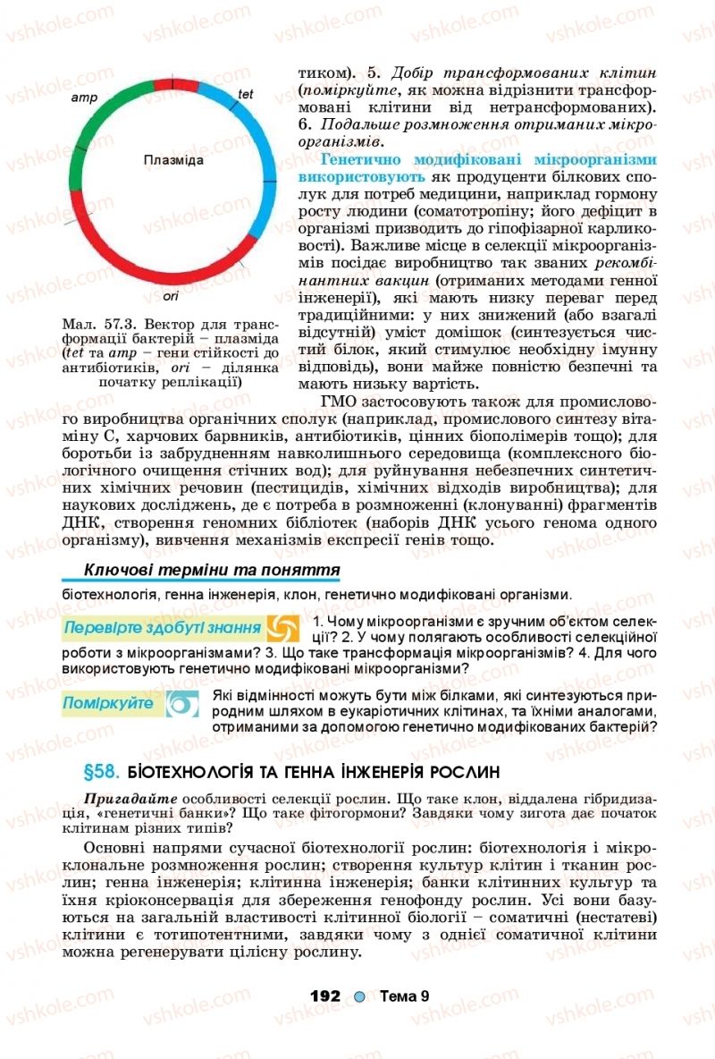 Страница 192 | Підручник Біологія 11 клас Л.І. Остапченко, П.Г. Балан, Т.А. Компанець, С.Р. Рушковський 2019