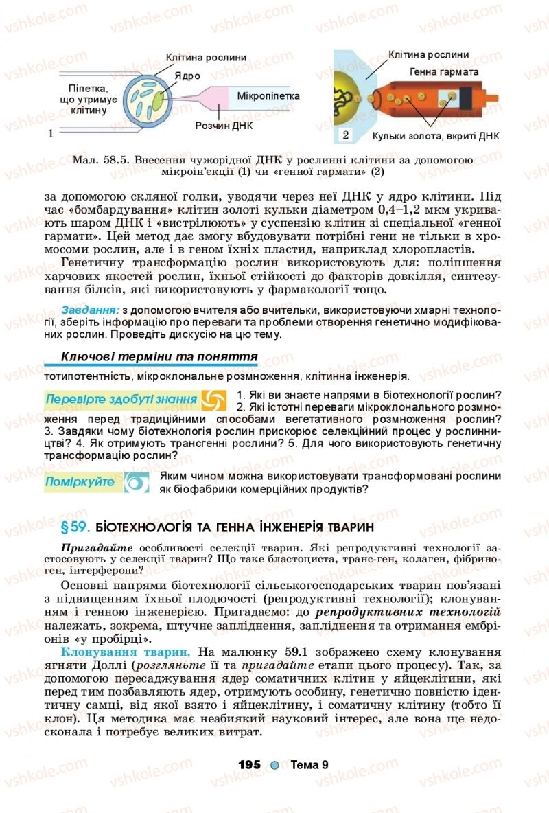 Страница 195 | Підручник Біологія 11 клас Л.І. Остапченко, П.Г. Балан, Т.А. Компанець, С.Р. Рушковський 2019