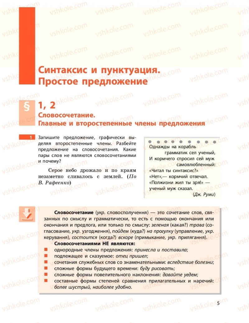 Страница 5 | Підручник Русский язык 11 клас Н. Ф. Баландина, Е. В. Зима 2019 7 год обучения