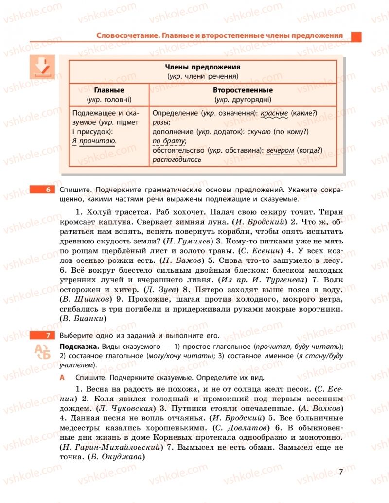 Страница 7 | Підручник Русский язык 11 клас Н. Ф. Баландина, Е. В. Зима 2019 7 год обучения