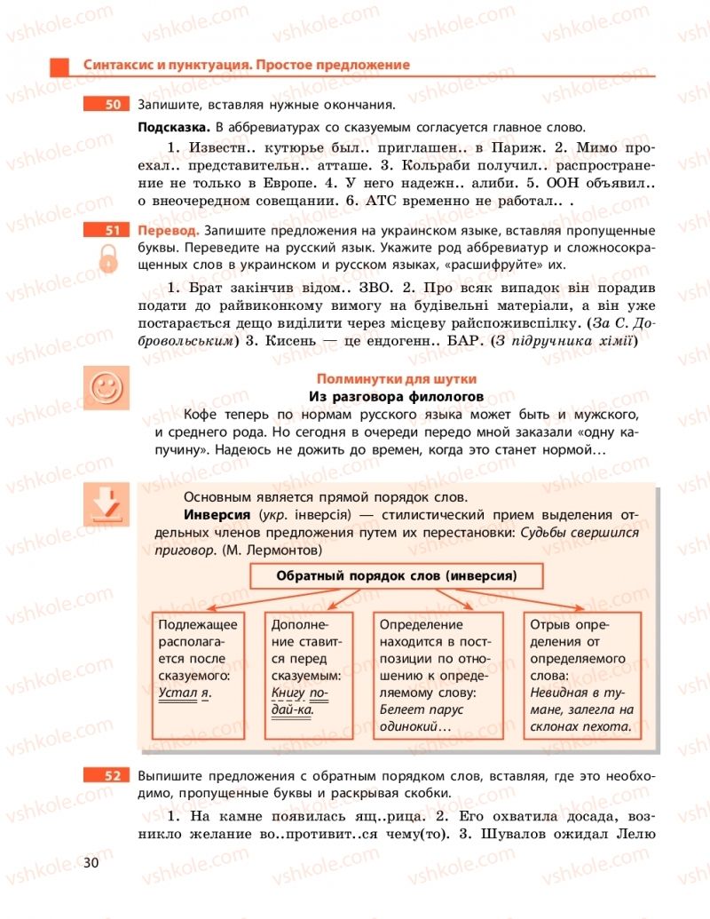 Страница 30 | Підручник Русский язык 11 клас Н. Ф. Баландина, Е. В. Зима 2019 7 год обучения