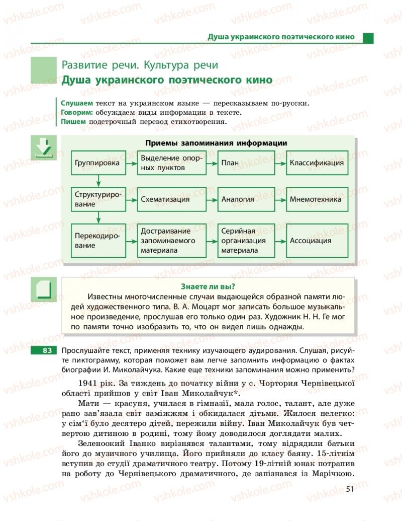 Страница 51 | Підручник Русский язык 11 клас Н. Ф. Баландина, Е. В. Зима 2019 7 год обучения