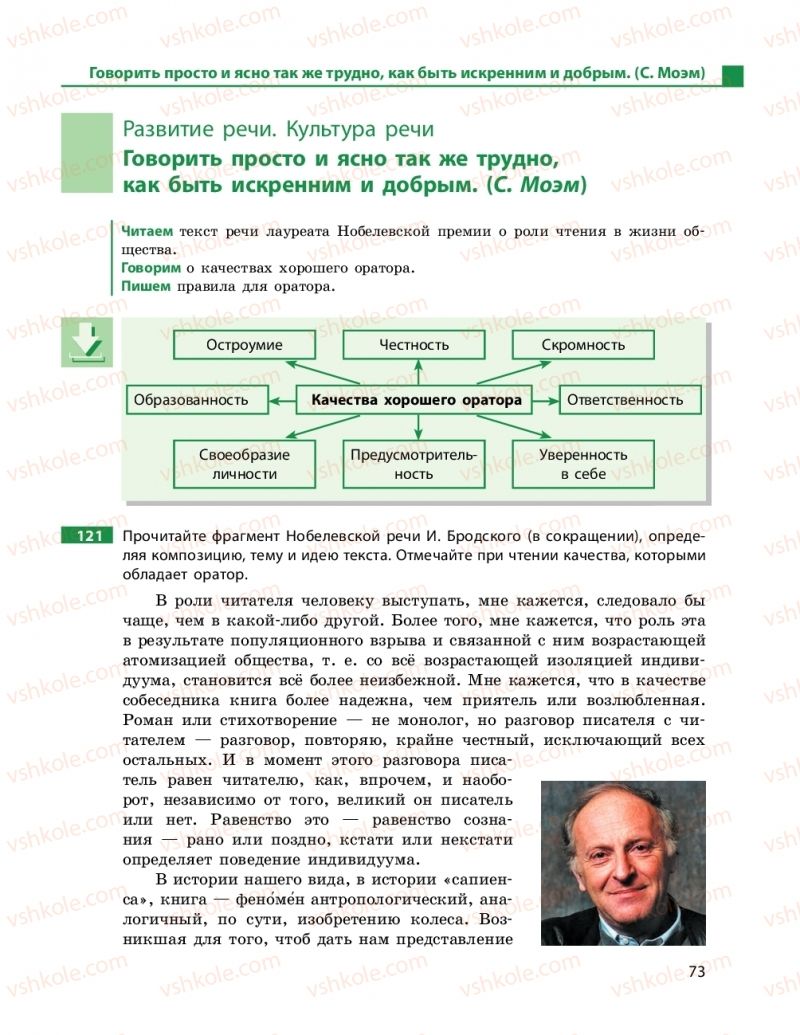 Страница 73 | Підручник Русский язык 11 клас Н. Ф. Баландина, Е. В. Зима 2019 7 год обучения