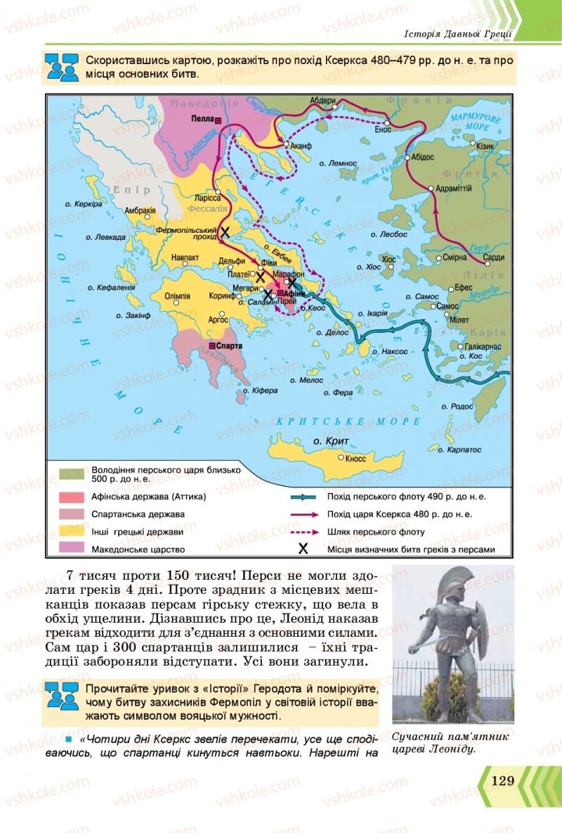 Страница 129 | Підручник Всесвітня історія 6 клас О.Г. Бандровський, В.С. Власов 2019 Інтегрований курс
