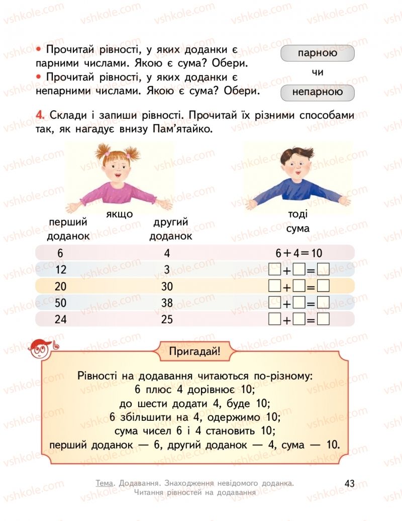 Страница 43 | Підручник Математика 2 клас О.М. Гісь, І.В. Філяк  2019