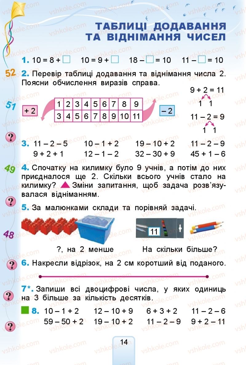 Страница 14 | Підручник Математика 2 клас Г.П. Лишенко 2019