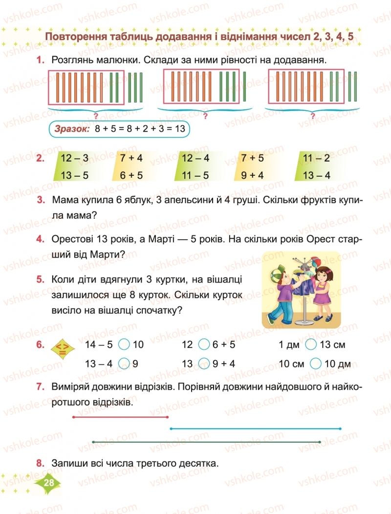 Страница 28 | Підручник Математика 2 клас М.В. Козак, О.П. Корчевська 2019