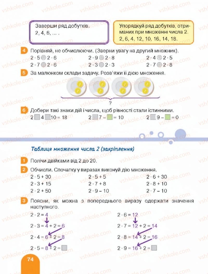Страница 74 | Підручник Математика 2 клас С.П. Логачевська, Т.А. Логачевська 2019