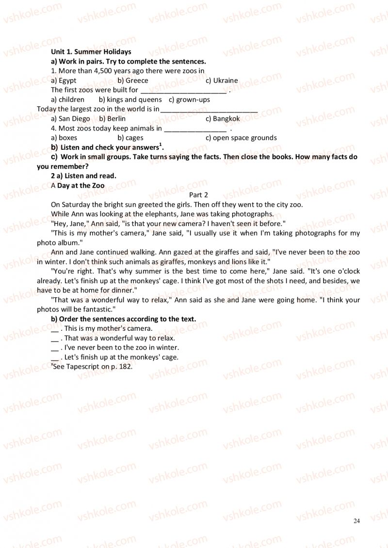 Страница 24 | Підручник Англiйська мова 6 клас А.М. Несвіт 2012