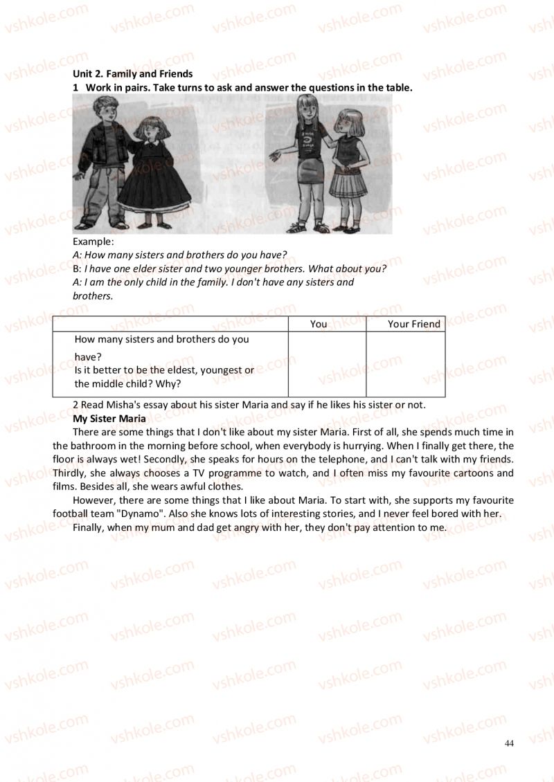 Страница 44 | Підручник Англiйська мова 6 клас А.М. Несвіт 2012