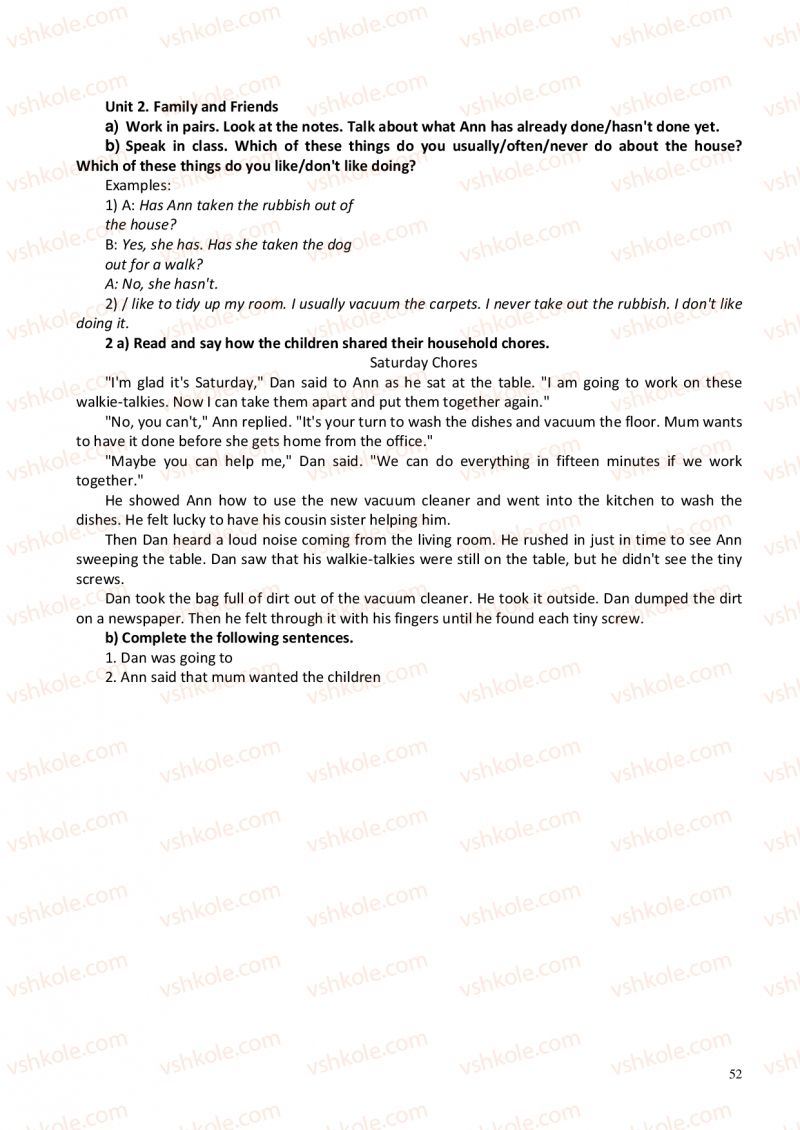 Страница 52 | Підручник Англiйська мова 6 клас А.М. Несвіт 2012