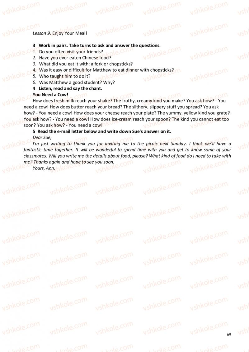 Страница 69 | Підручник Англiйська мова 6 клас А.М. Несвіт 2012
