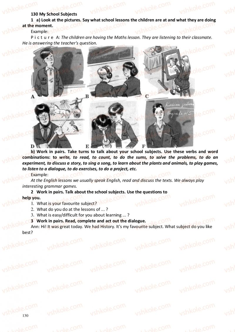 Страница 130 | Підручник Англiйська мова 6 клас А.М. Несвіт 2012