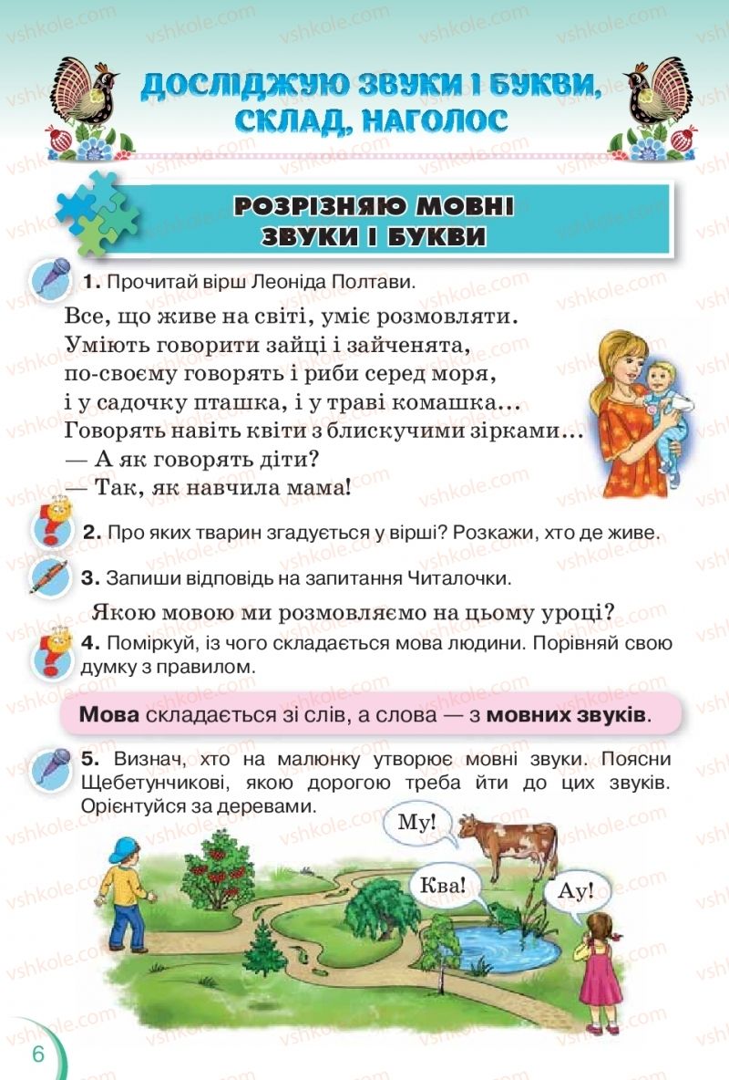Страница 6 | Підручник Українська мова 2 клас К.І. Пономарьова 2019 1 частина