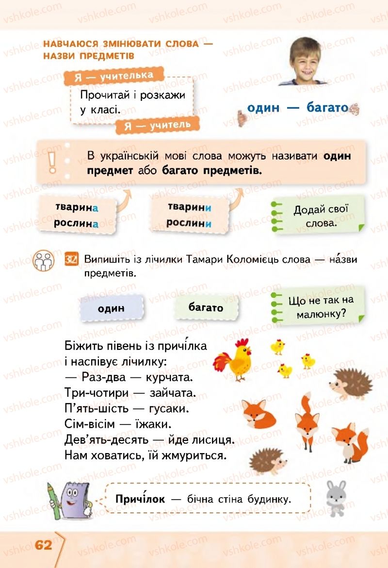 Страница 62 | Підручник Українська мова 2 клас М.С. Вашуленко, С.Г. Дубовик 2019 1 частина