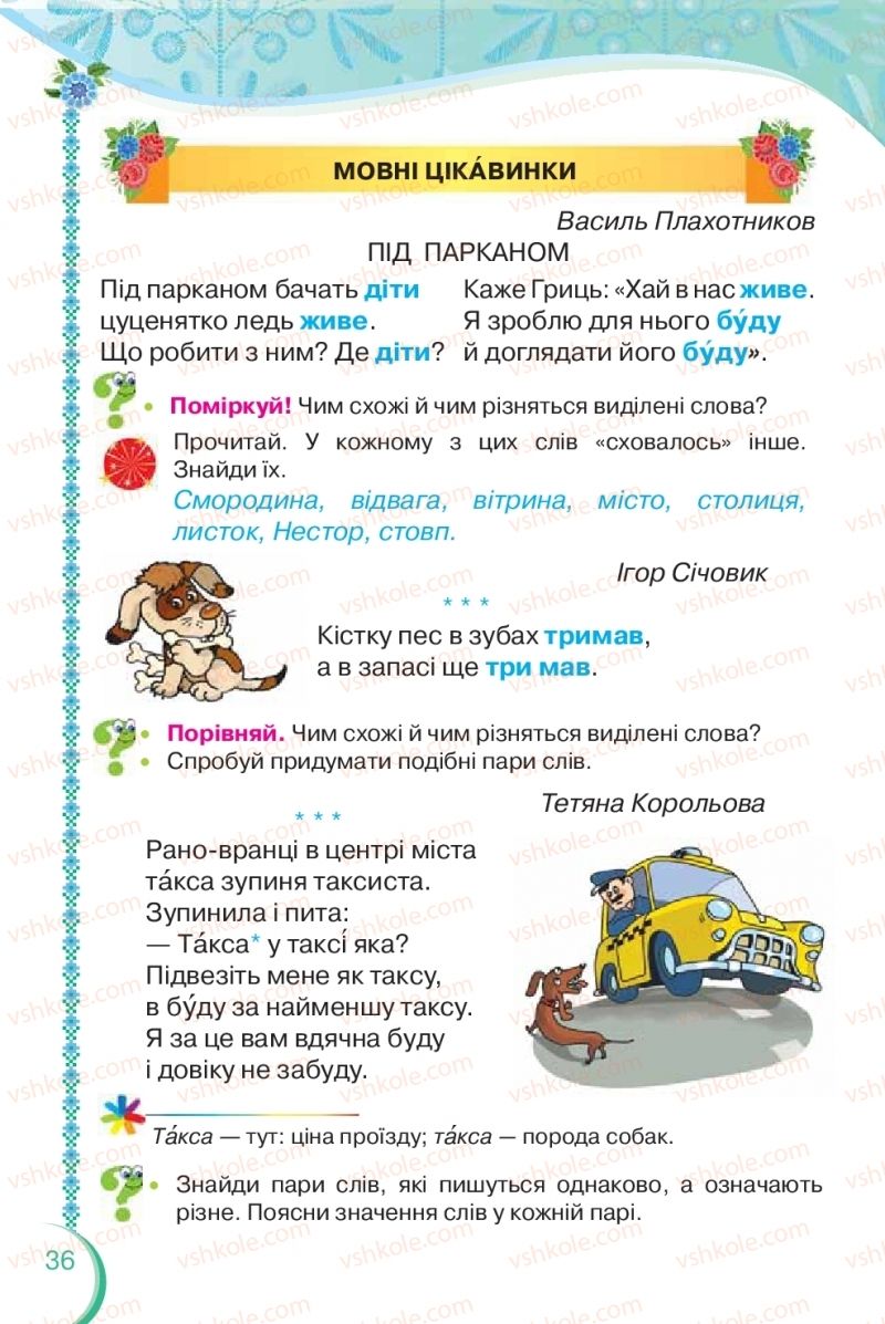 Страница 36 | Підручник Українська мова 2 клас О.Я. Савченко 2019 2 частина