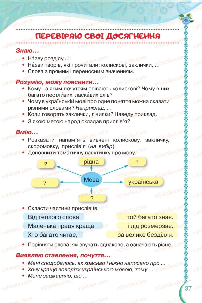 Страница 37 | Підручник Українська мова 2 клас О.Я. Савченко 2019 2 частина