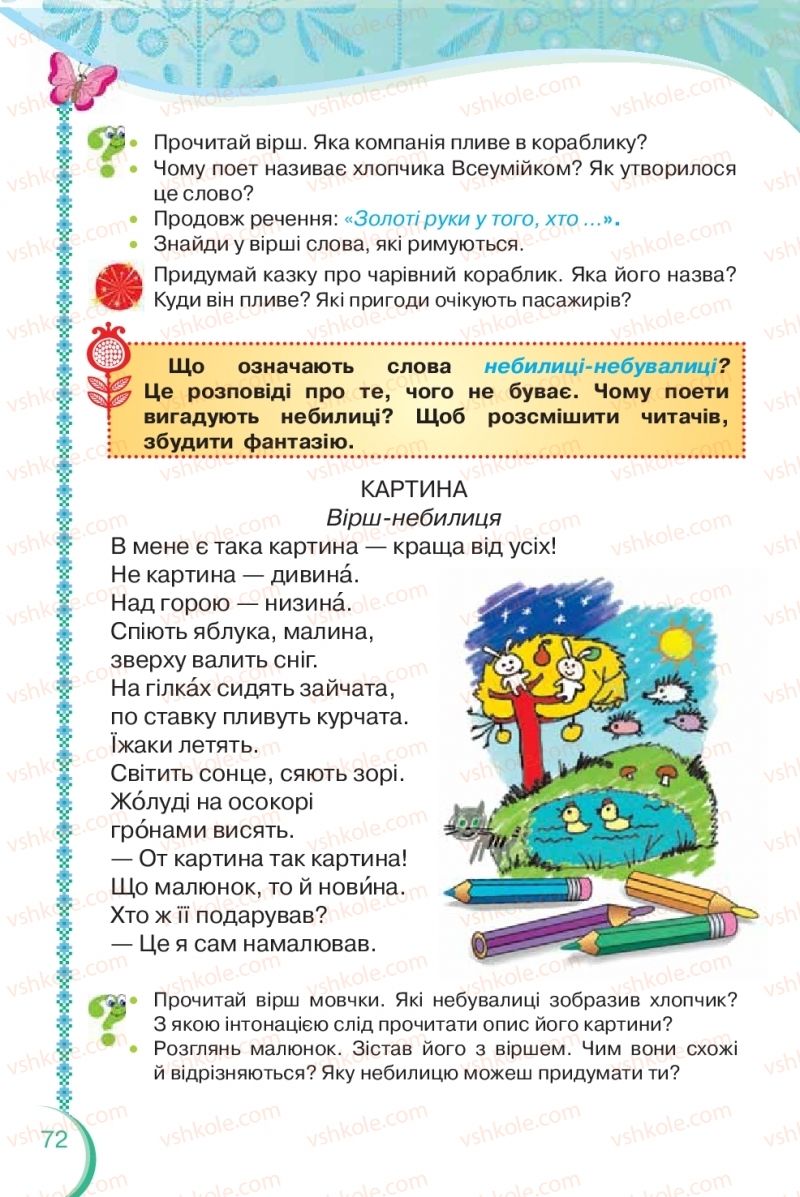 Страница 72 | Підручник Українська мова 2 клас О.Я. Савченко 2019 2 частина