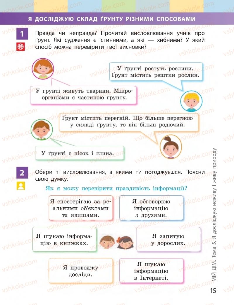 Страница 15 | Підручник Я досліджую світ 2 клас І.О. Большакова, М.С. Пристінська 2019 2 частина