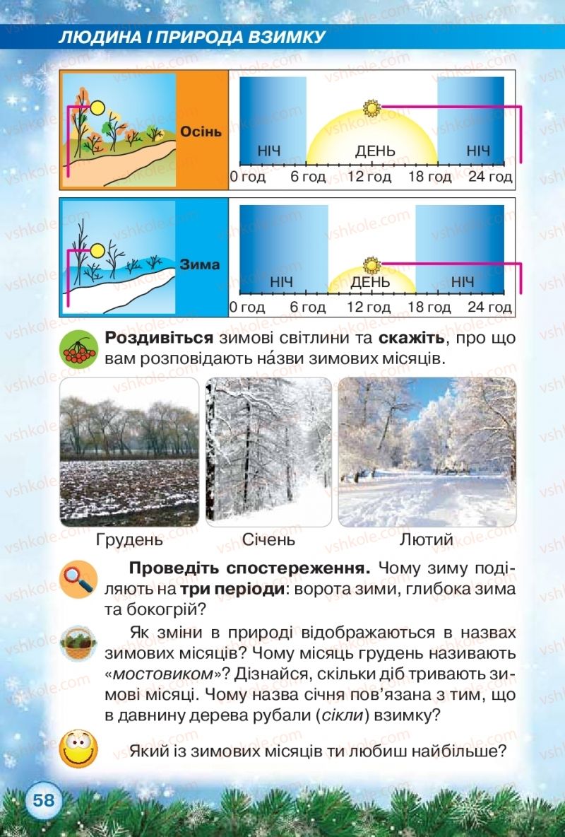 Страница 58 | Підручник Я досліджую світ 2 клас І.В. Грущинська, З.М. Хитра 2019 1 частина