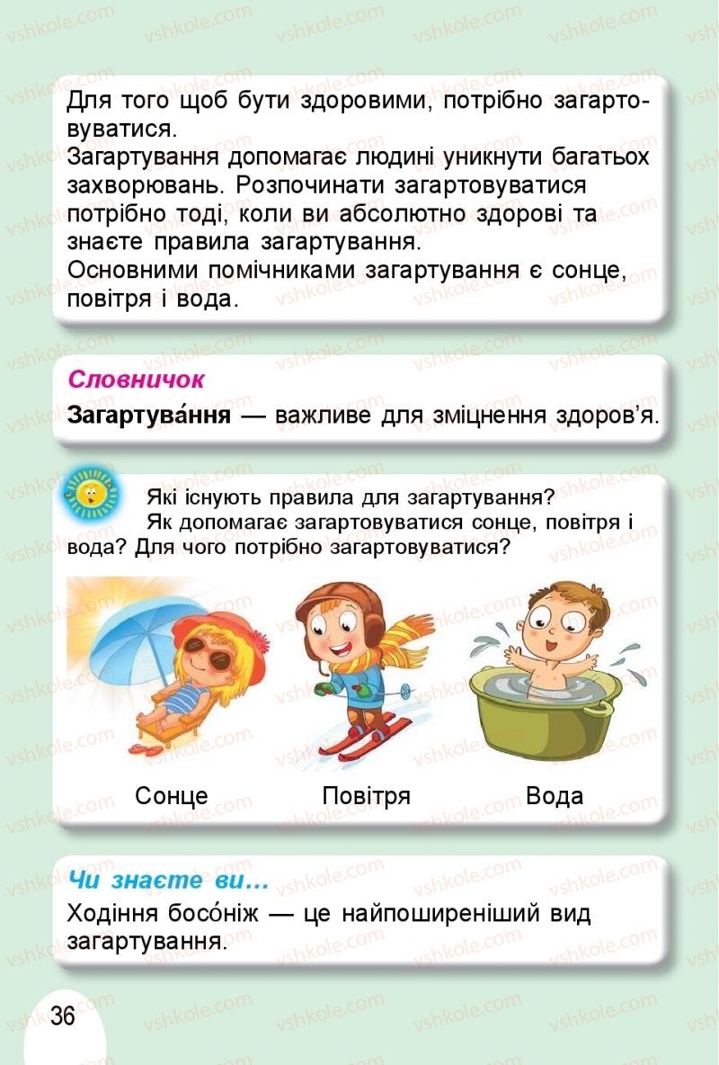 Страница 36 | Підручник Я досліджую світ 1 клас Т.Г. Гільберг, О.В. Гнатюк, Н.М. Павич 2018 2 частина