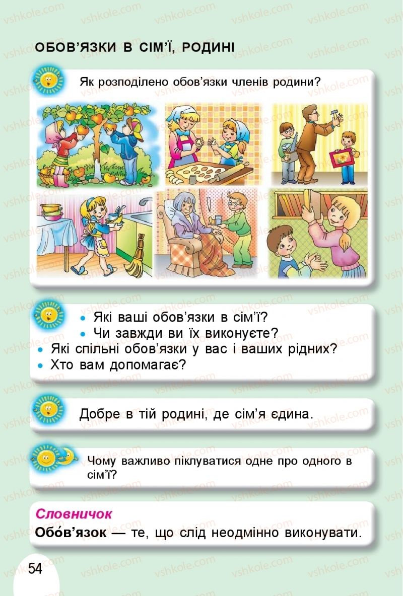 Страница 54 | Підручник Я досліджую світ 1 клас Т.Г. Гільберг, О.В. Гнатюк, Н.М. Павич 2018 2 частина