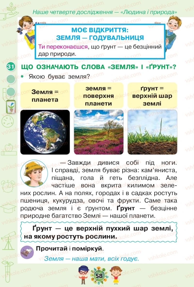 Страница 58 | Підручник Я досліджую світ 1 клас І.В. Грущинська, З.М. Хитра, І.І. Дробязко 2018 2 частина