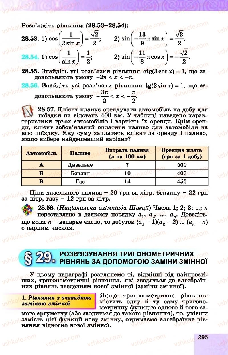 Страница 295 | Підручник Алгебра 10 клас О.С. Істер, О.В. Єргіна  2018