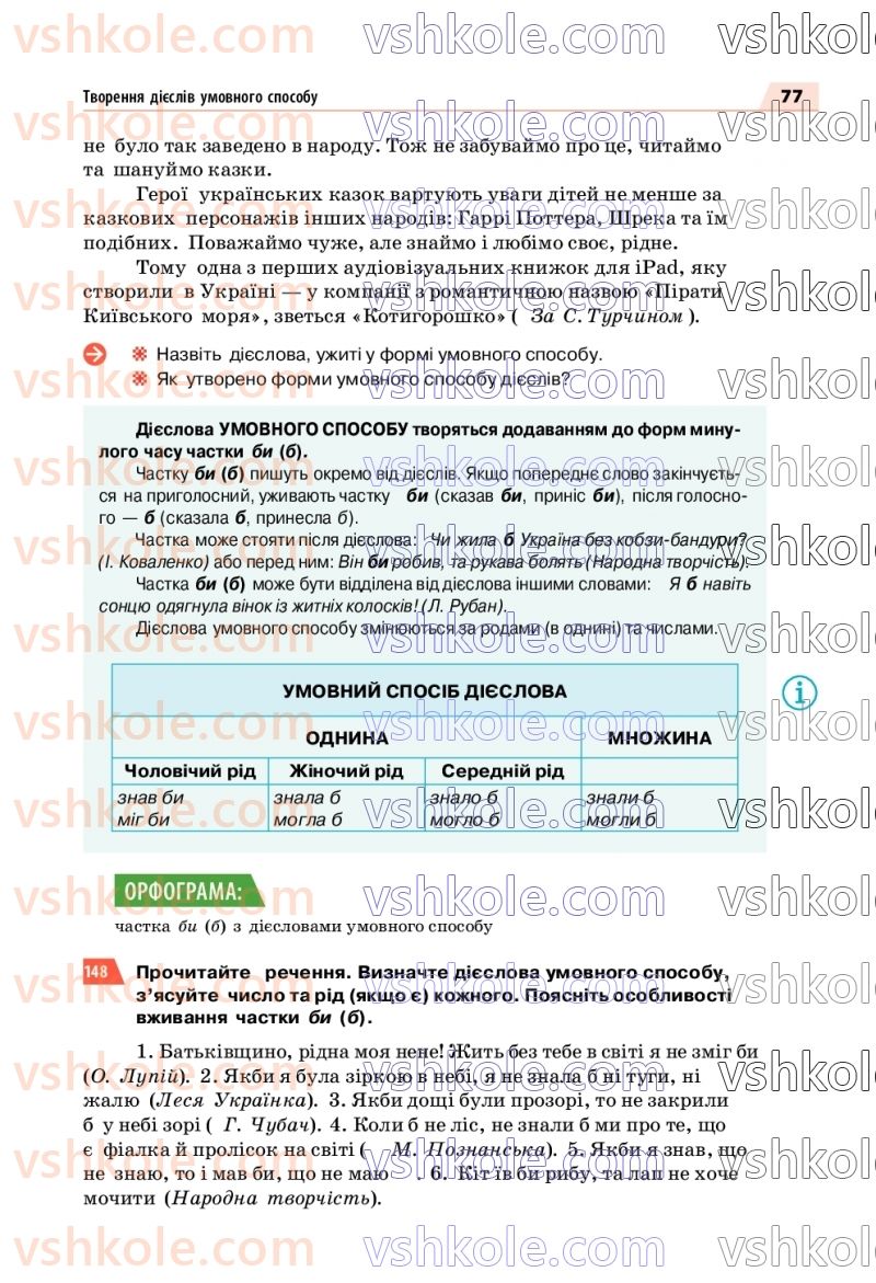 Страница 77 | Підручник Українська мова 7 клас О.П. Глазова 2020