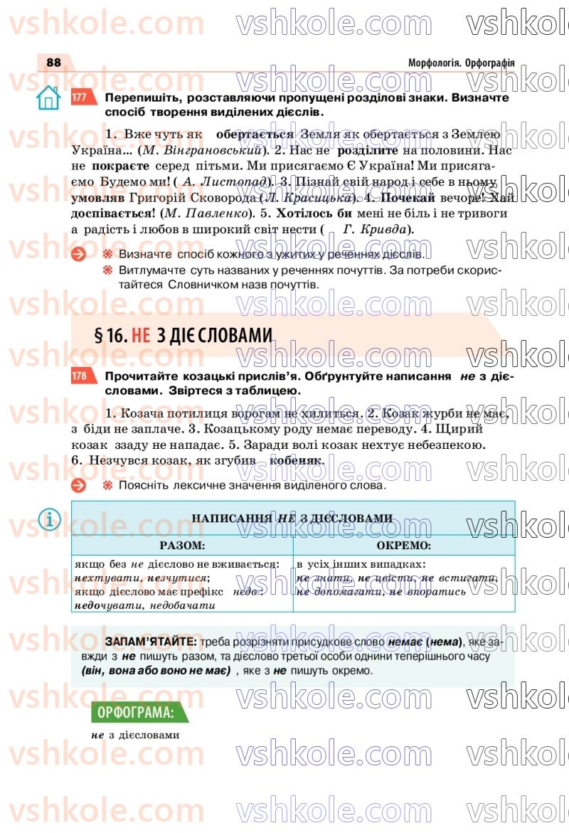 Страница 88 | Підручник Українська мова 7 клас О.П. Глазова 2020