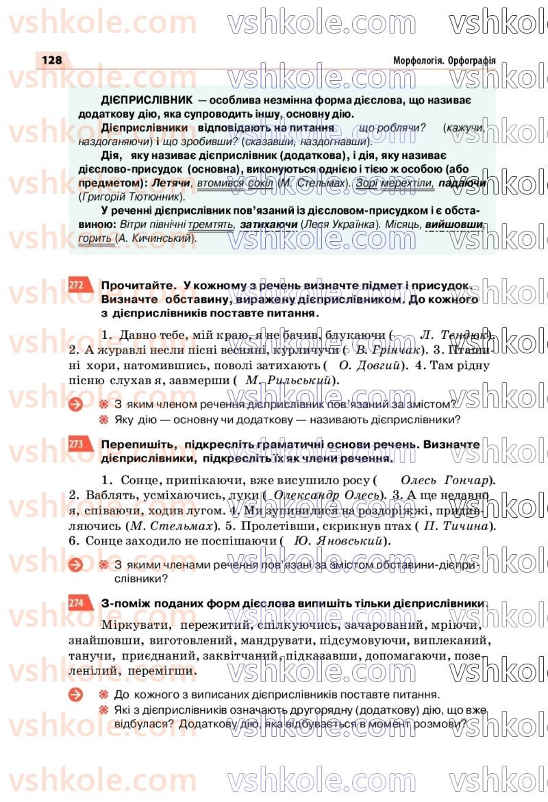 Страница 128 | Підручник Українська мова 7 клас О.П. Глазова 2020