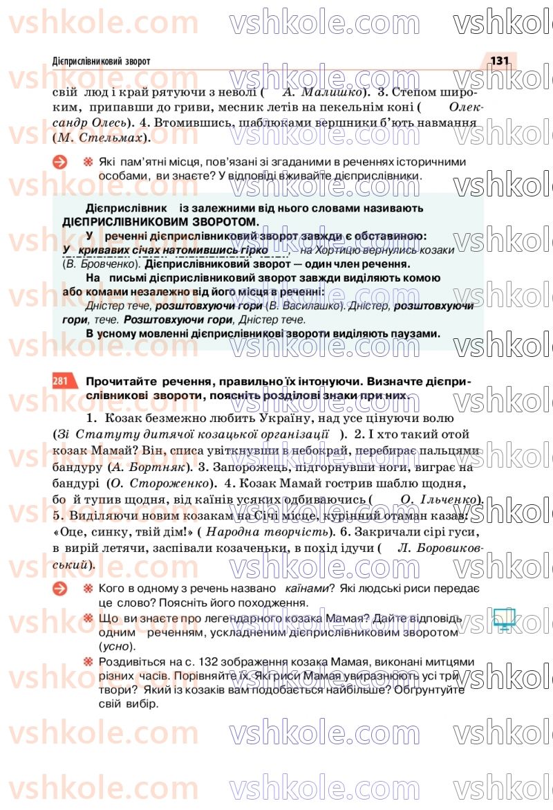 Страница 131 | Підручник Українська мова 7 клас О.П. Глазова 2020