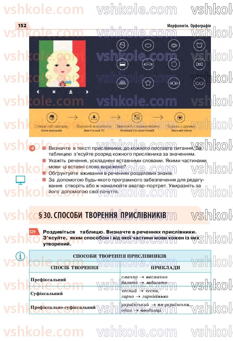 Страница 152 | Підручник Українська мова 7 клас О.П. Глазова 2020