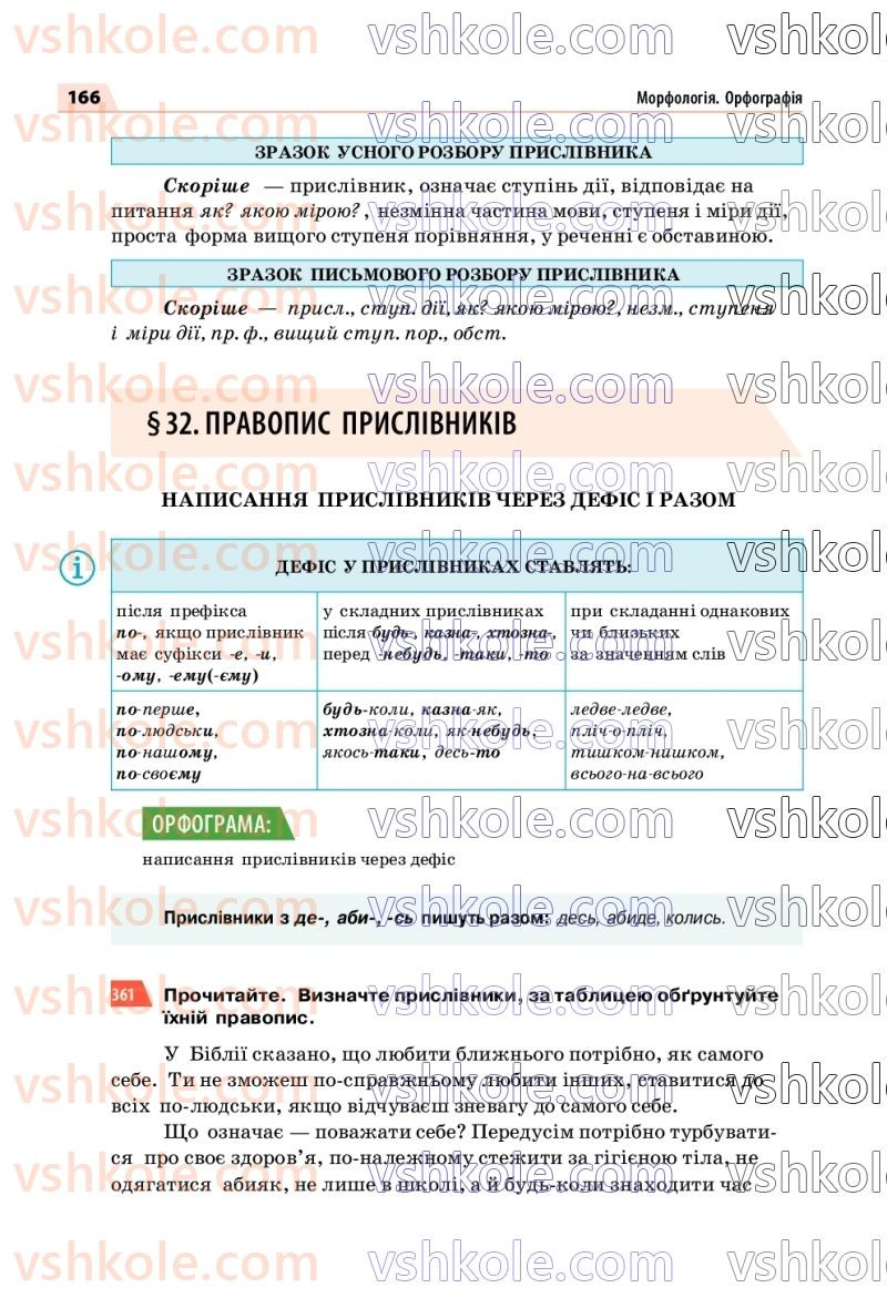 Страница 166 | Підручник Українська мова 7 клас О.П. Глазова 2020