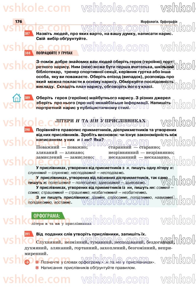 Страница 176 | Підручник Українська мова 7 клас О.П. Глазова 2020