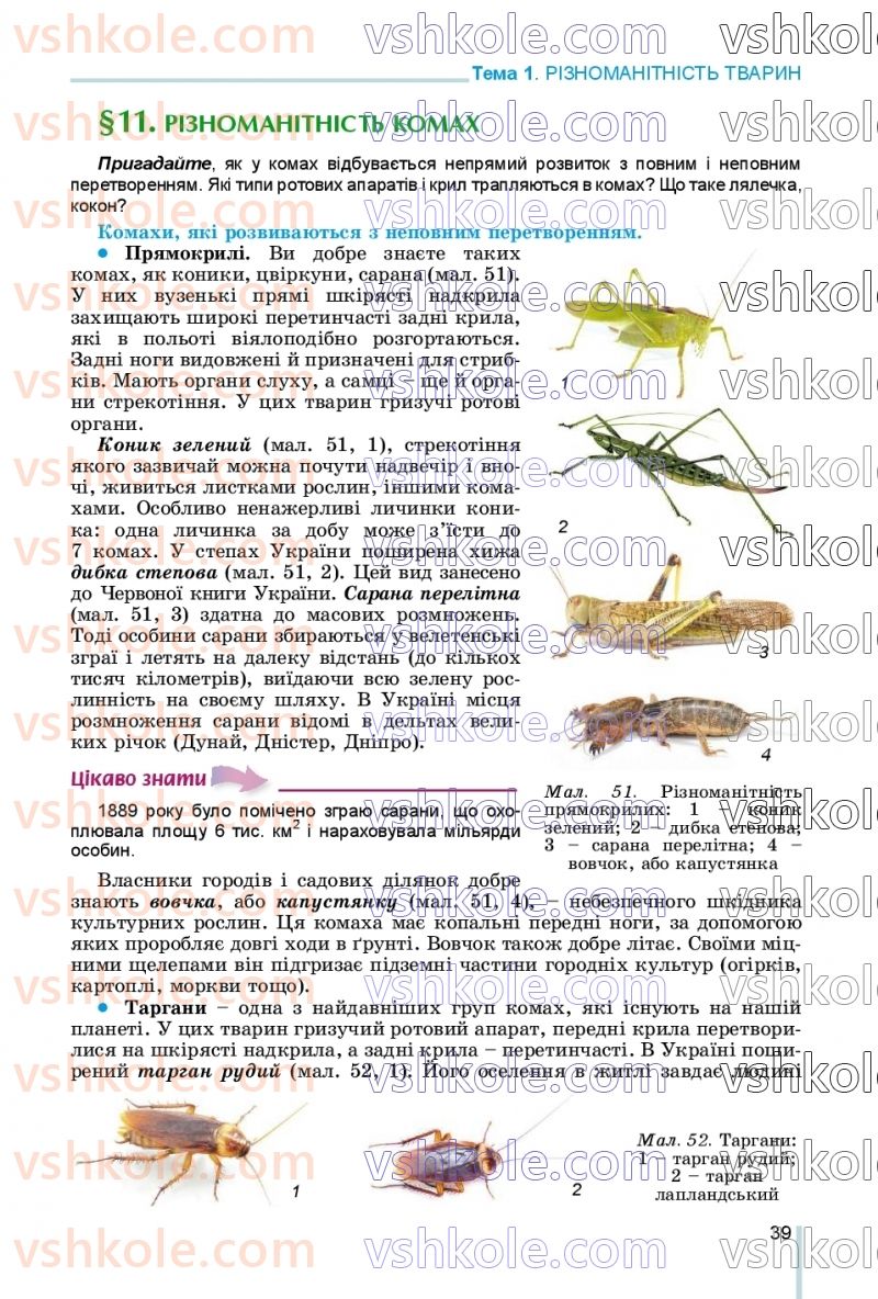 Страница 39 | Підручник Біологія 7 клас Л.І. Остапченко, П.Г. Балан, В.В. Серебряков, Н.Ю. Матяш 2020